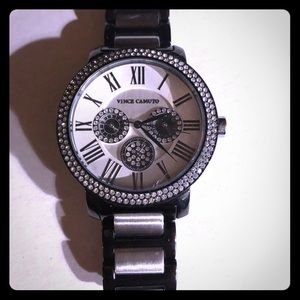 Vince Camuto Black and Silver Watch